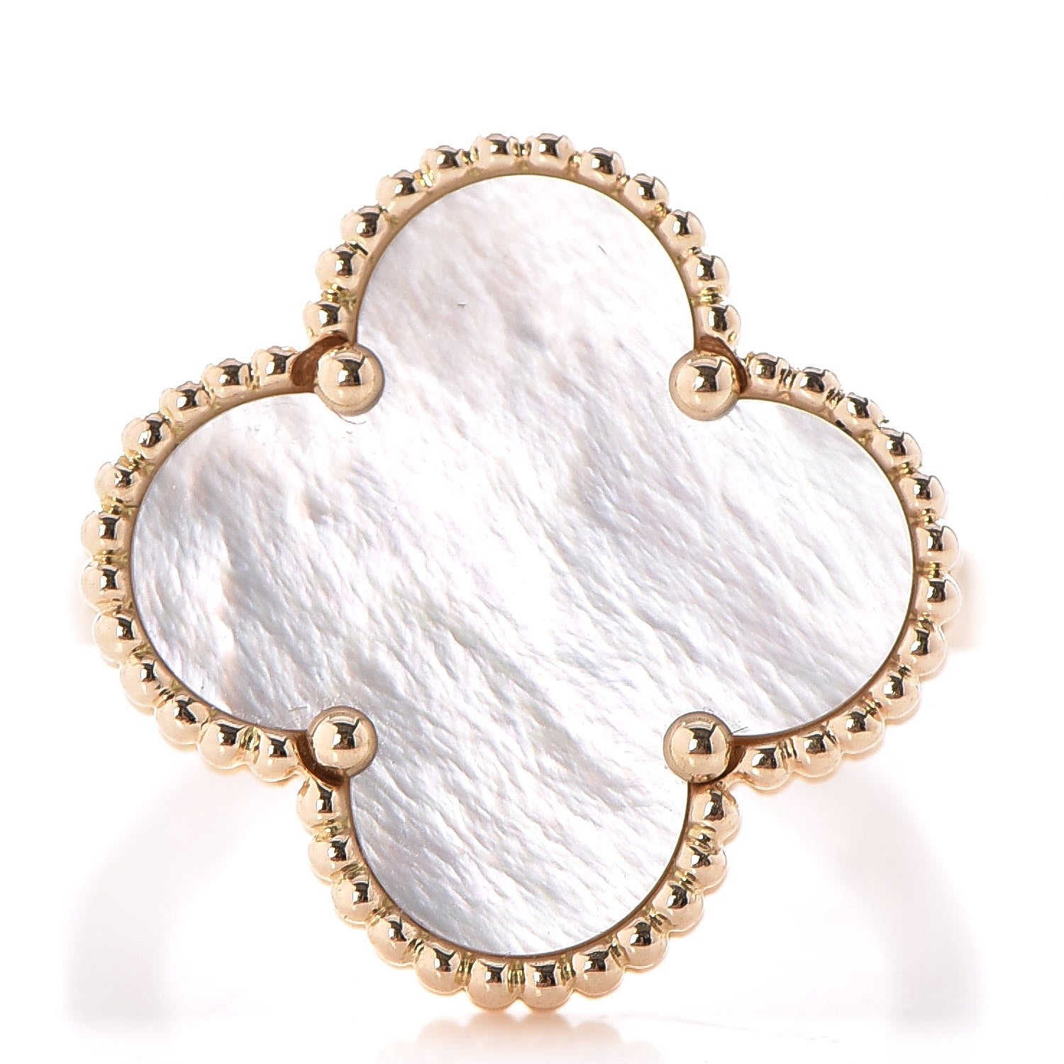 Van Cleef & Arpels 18K Yellow Gold Mother of Pearl Magic Alhambra Ring 56 7.75 1 of 5