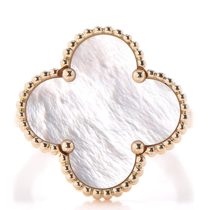 Van Cleef & Arpels 18K Yellow Gold Mother of Pearl Magic Alhambra Ring 56 7.75 1 of 5