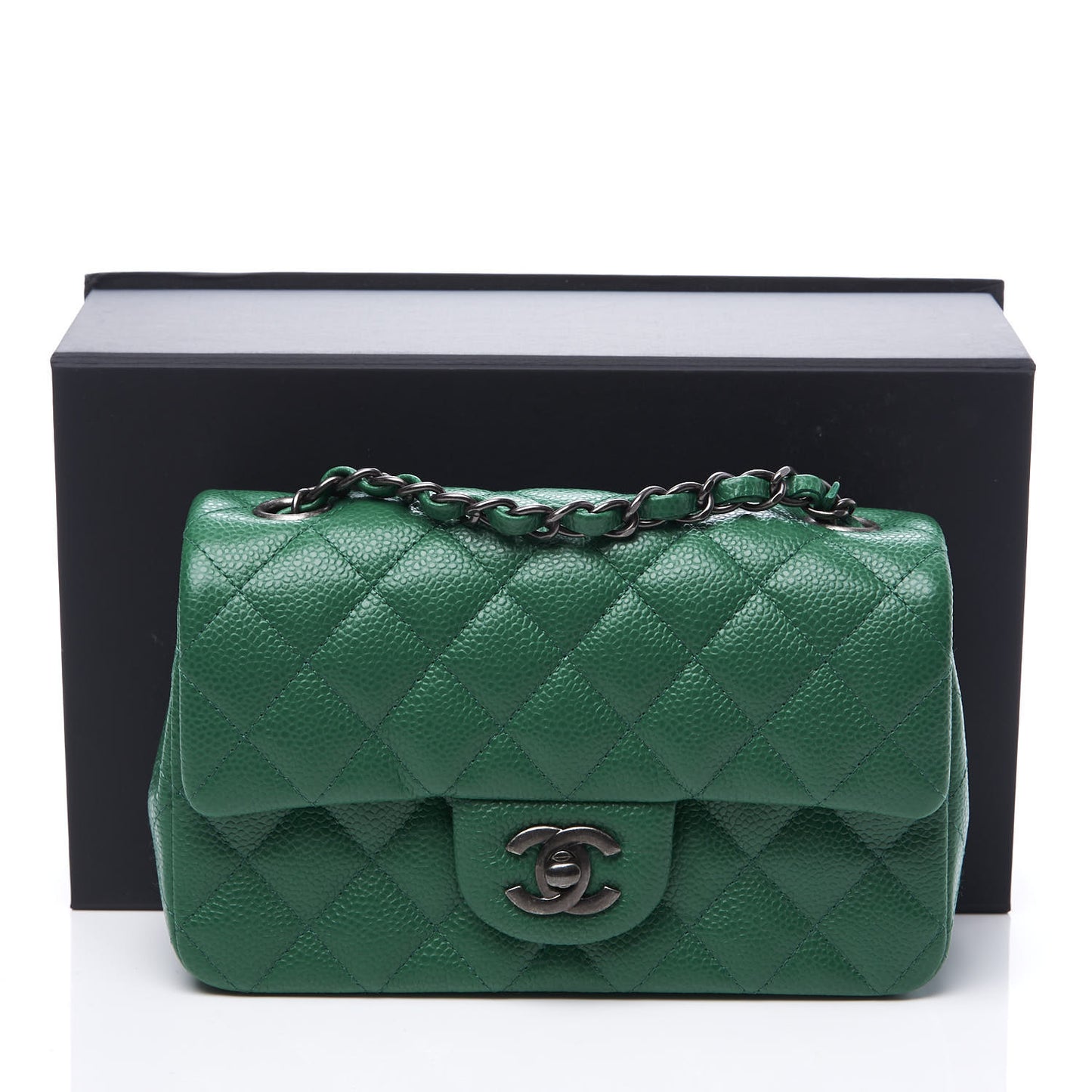 Caviar Quilted Mini Rectangular Flap Green
