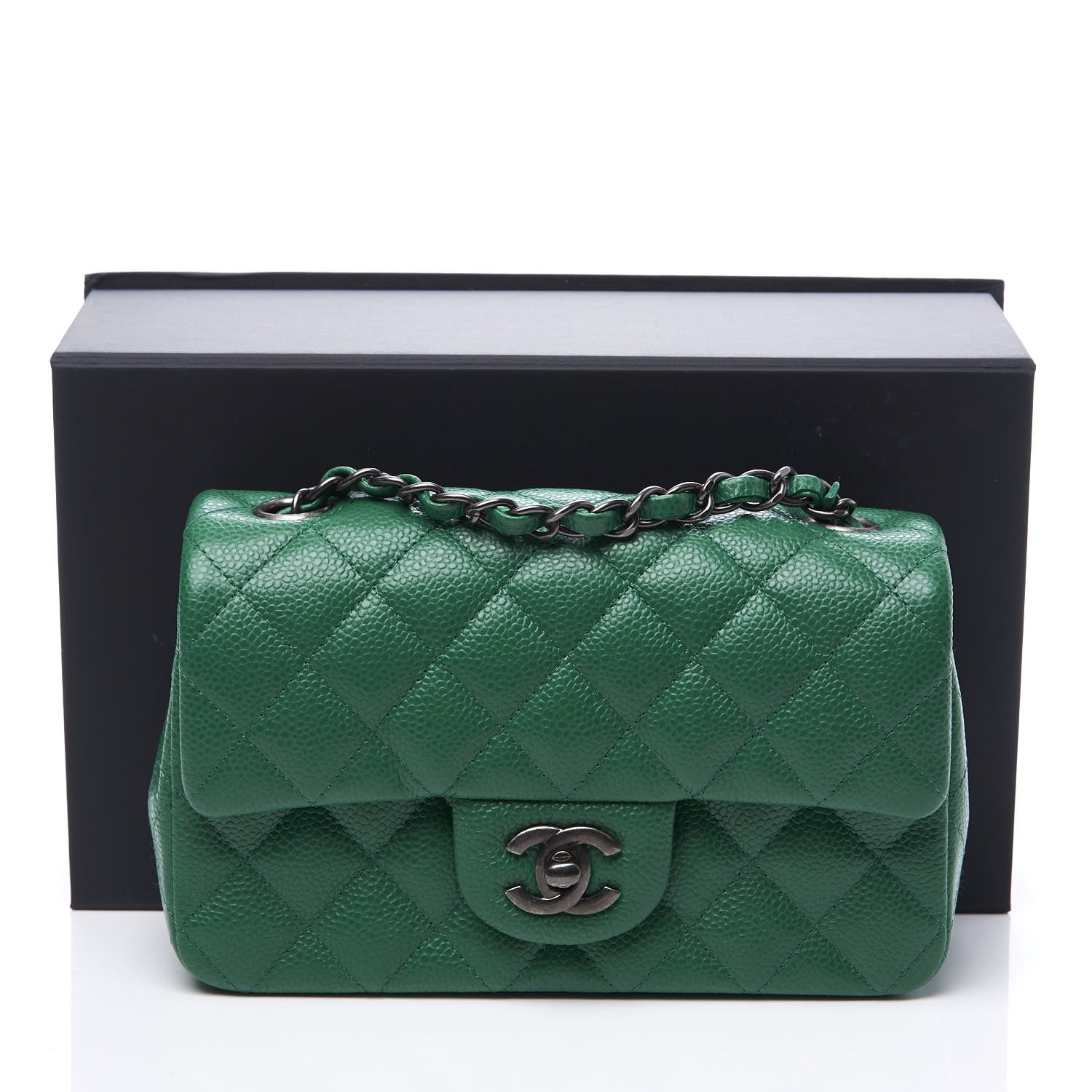Chanel Caviar Quilted Mini Rectangular Flap Green 10 of 10
