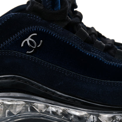 Chanel Suede Calfskin Velvet Grosgrain CC Sneakers 38 Navy Blue Black 8 of 8