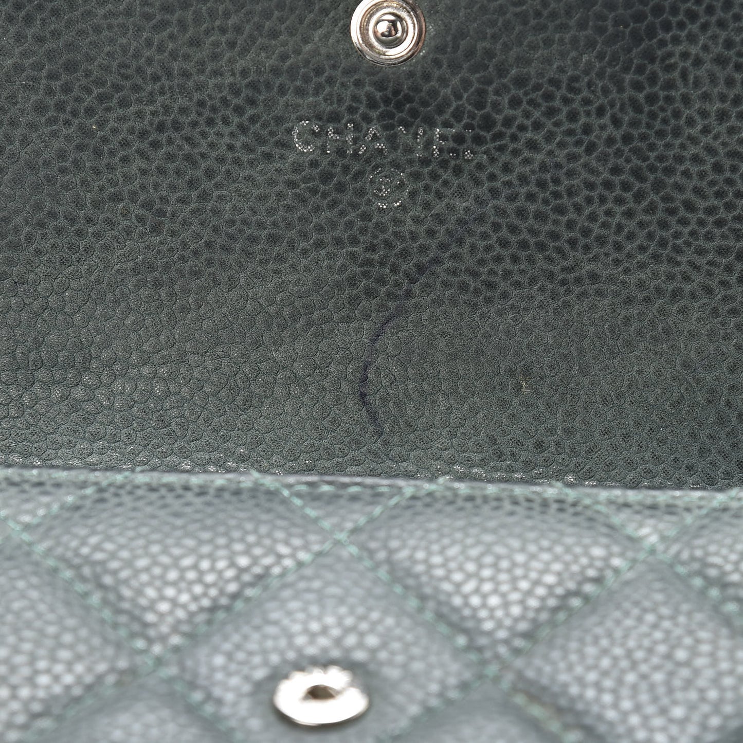 Iridescent Caviar Quilted Large Flap Wallet