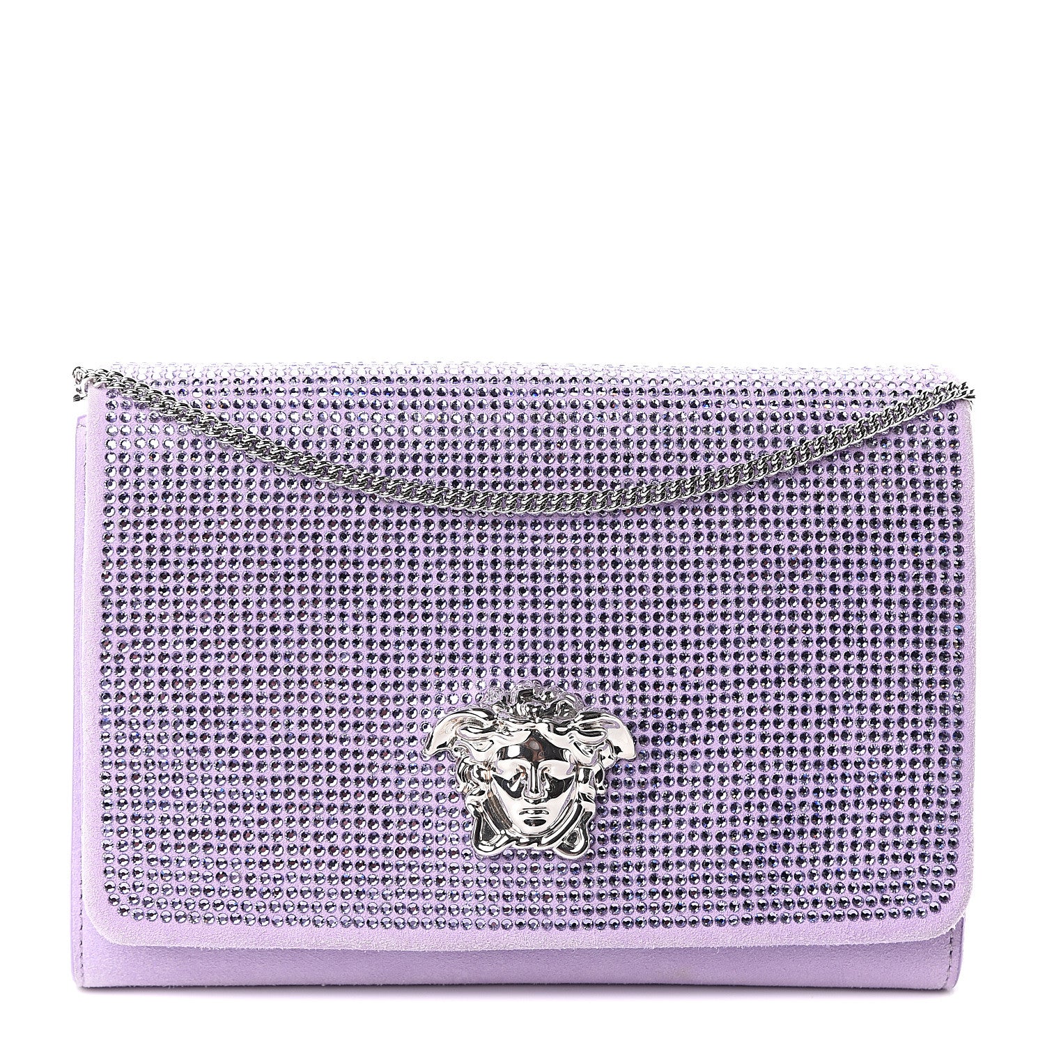 Versace Suede Palazzo Crystal Chain Evening Bag Light Purple 1 of 7