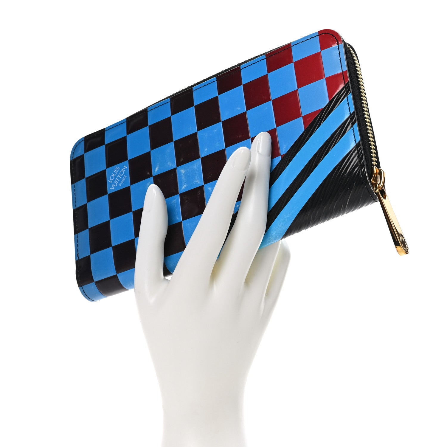 Louis Vuitton Epi Damier Race Zippy Wallet Blue Vert 2 of 10