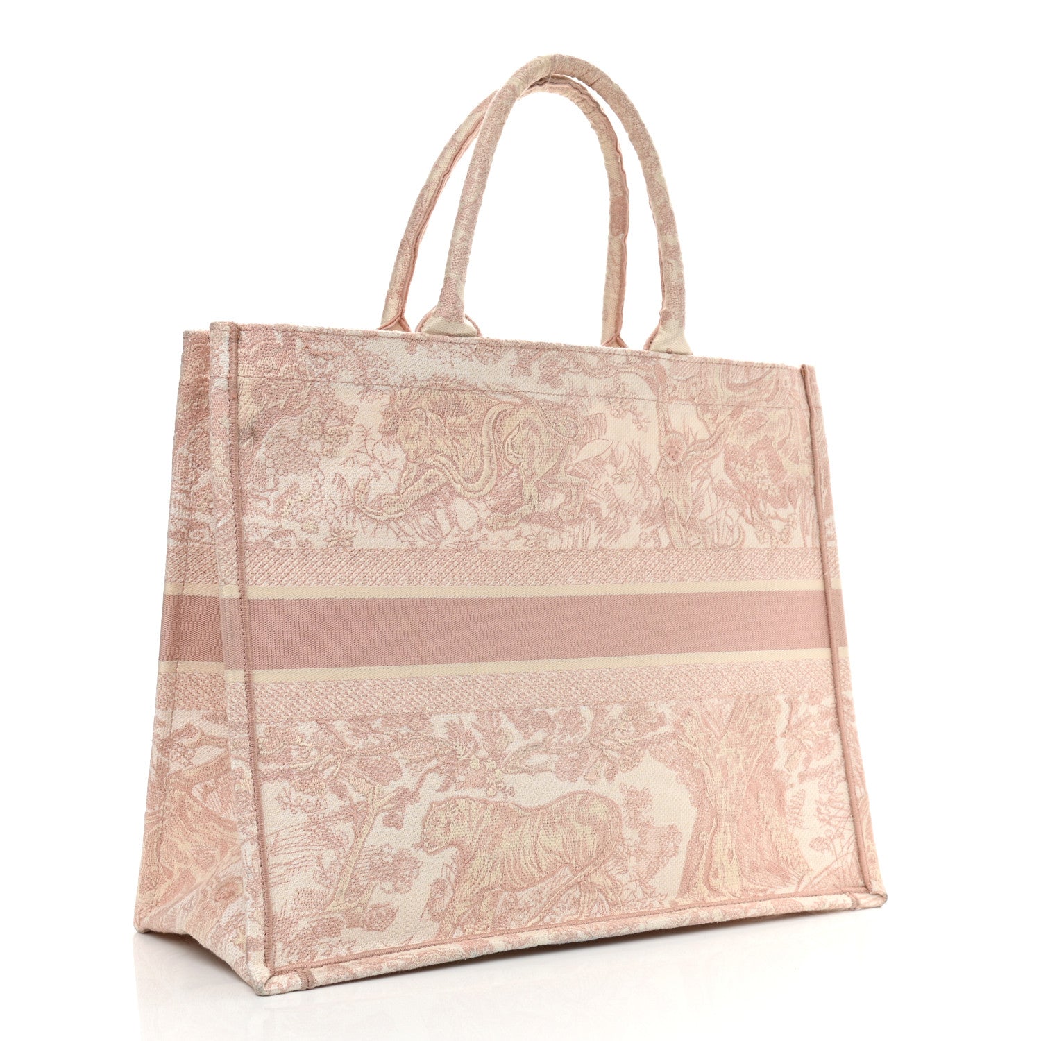 Christian Dior Canvas Toile De Jouy Embroidered Large Book Tote Pink 2 of 10