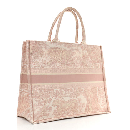 Christian Dior Canvas Toile De Jouy Embroidered Large Book Tote Pink 2 of 10