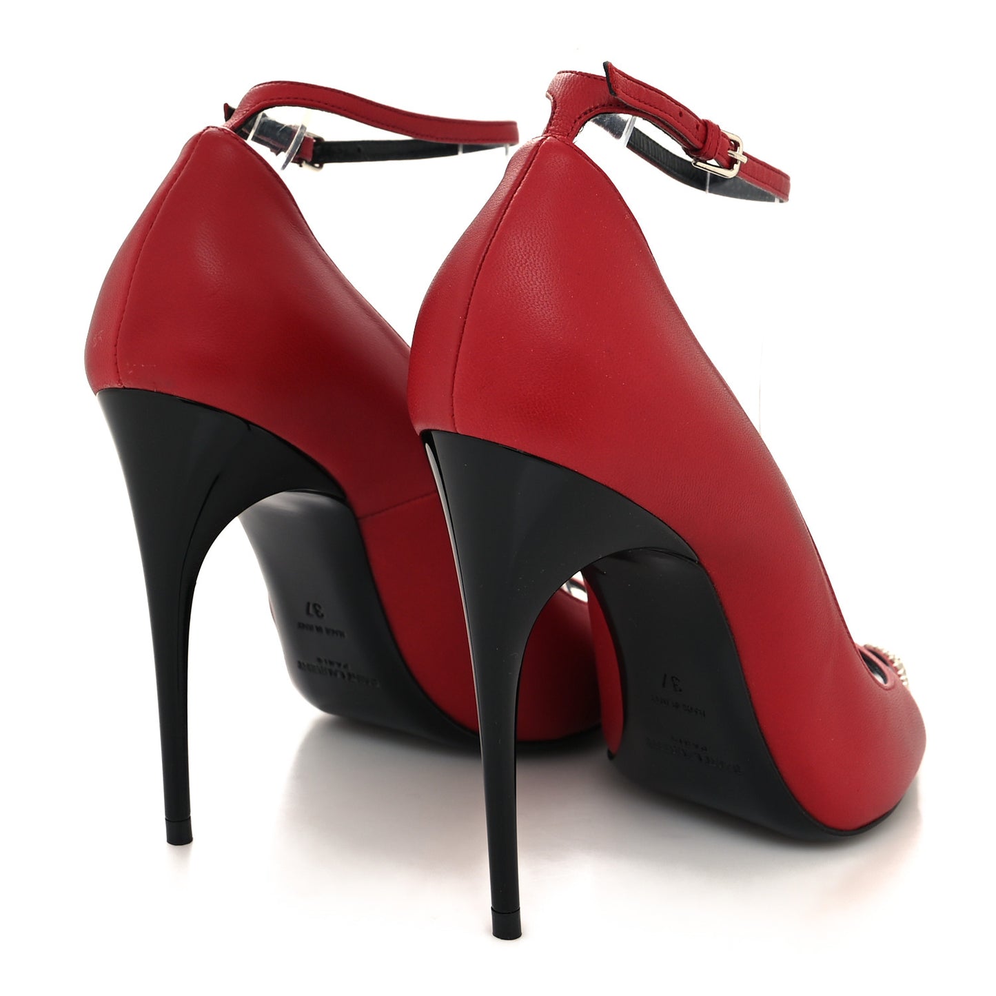 Nappa Studded Palace 105 Open Toe Pumps 37 Rouge Eros