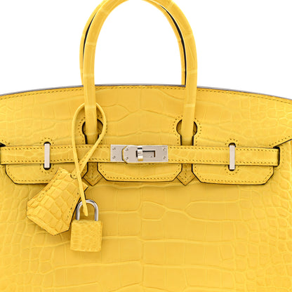 Hermes Matte Alligator Birkin 25 Mimosa 8 of 13
