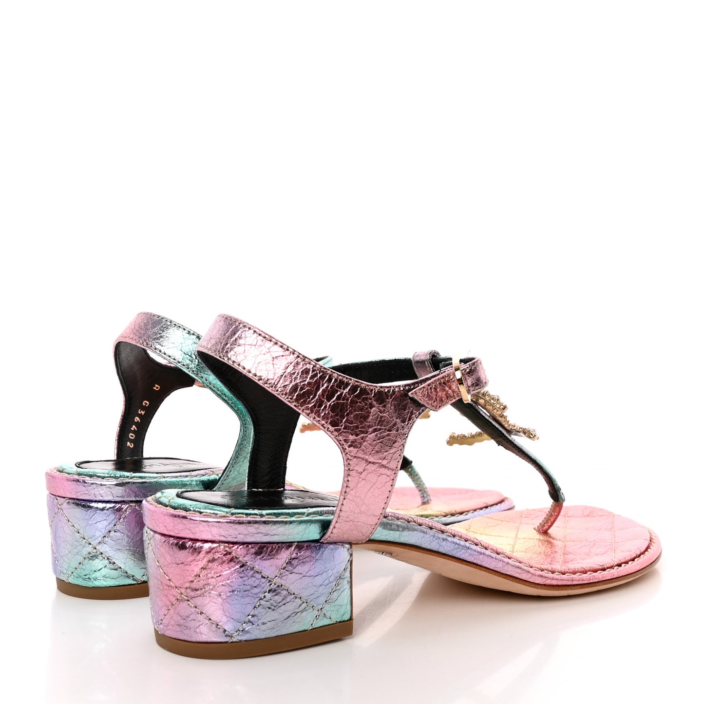 Goatskin Fantasy CC Pearl Thong Sandals 37 Multicolor