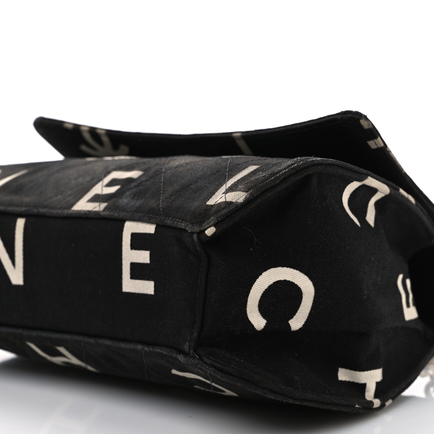 Chanel Canvas Quilted Letter Printed Flap Black 10 of 11