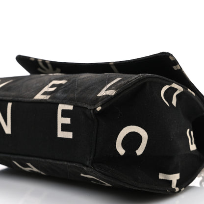 Chanel Canvas Quilted Letter Printed Flap Black 10 of 11