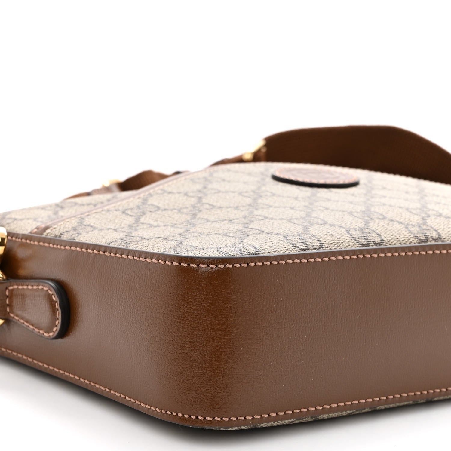 Gucci GG Supreme Monogram Azalea Calfskin Retro Interlocking G Messenger Shoulder Bag Beige Ebony Brown Sugar 9 of 10