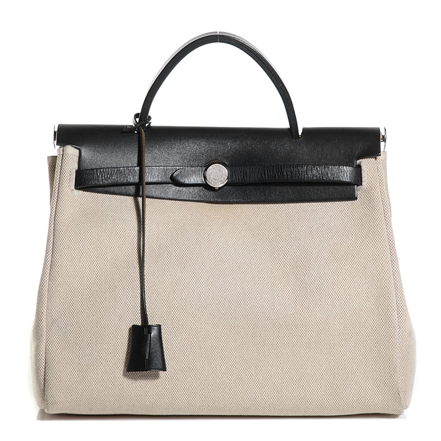 Vache Calfskin Toile Herbag 30 PM Noir Natural