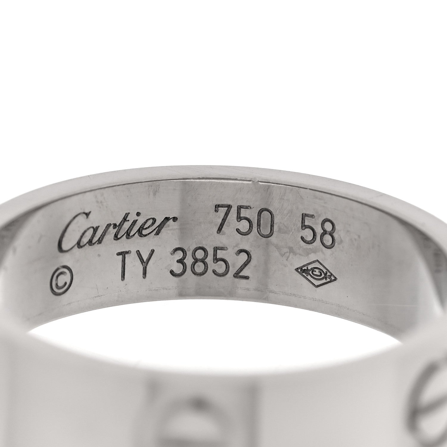 Cartier 18K White Gold 5.5mm LOVE Ring 58 8.5 4 of 4