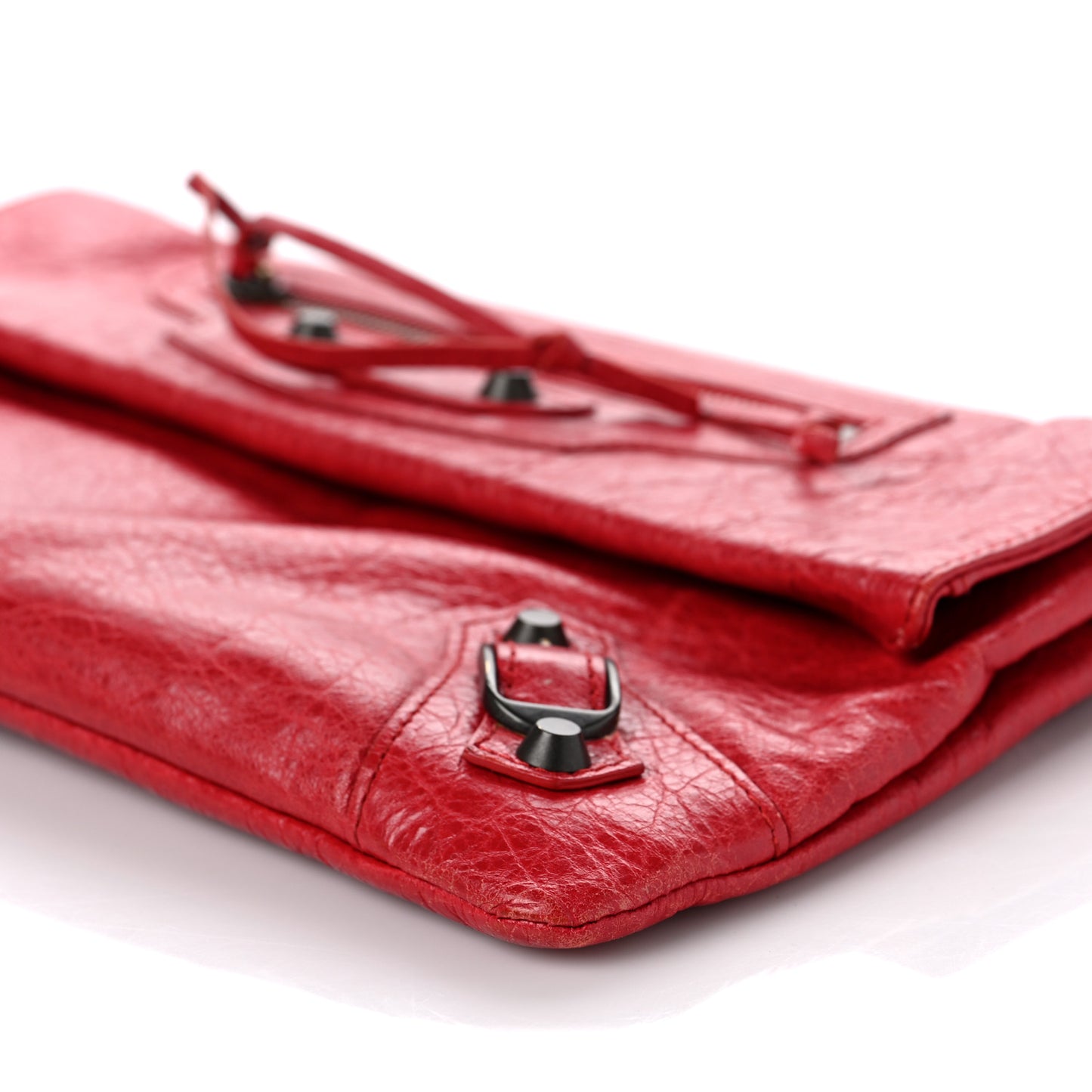 Agneau Classic Hardware Envelope Clutch Rouge Cardinal