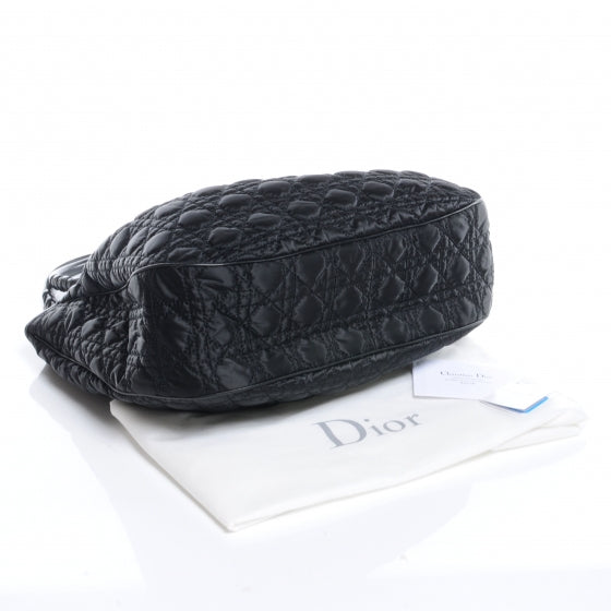 Nylon Cannage Shopper Tote Black