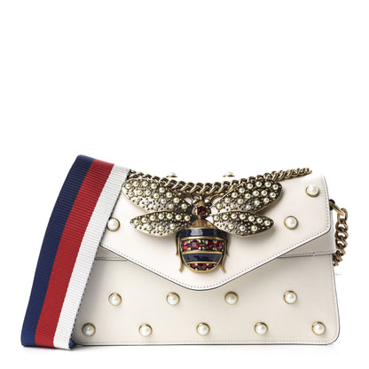 Gucci Nappa Pearl Studded Mini Queen Margaret Broadway Shoulder Bag Mystic White 1 of 11