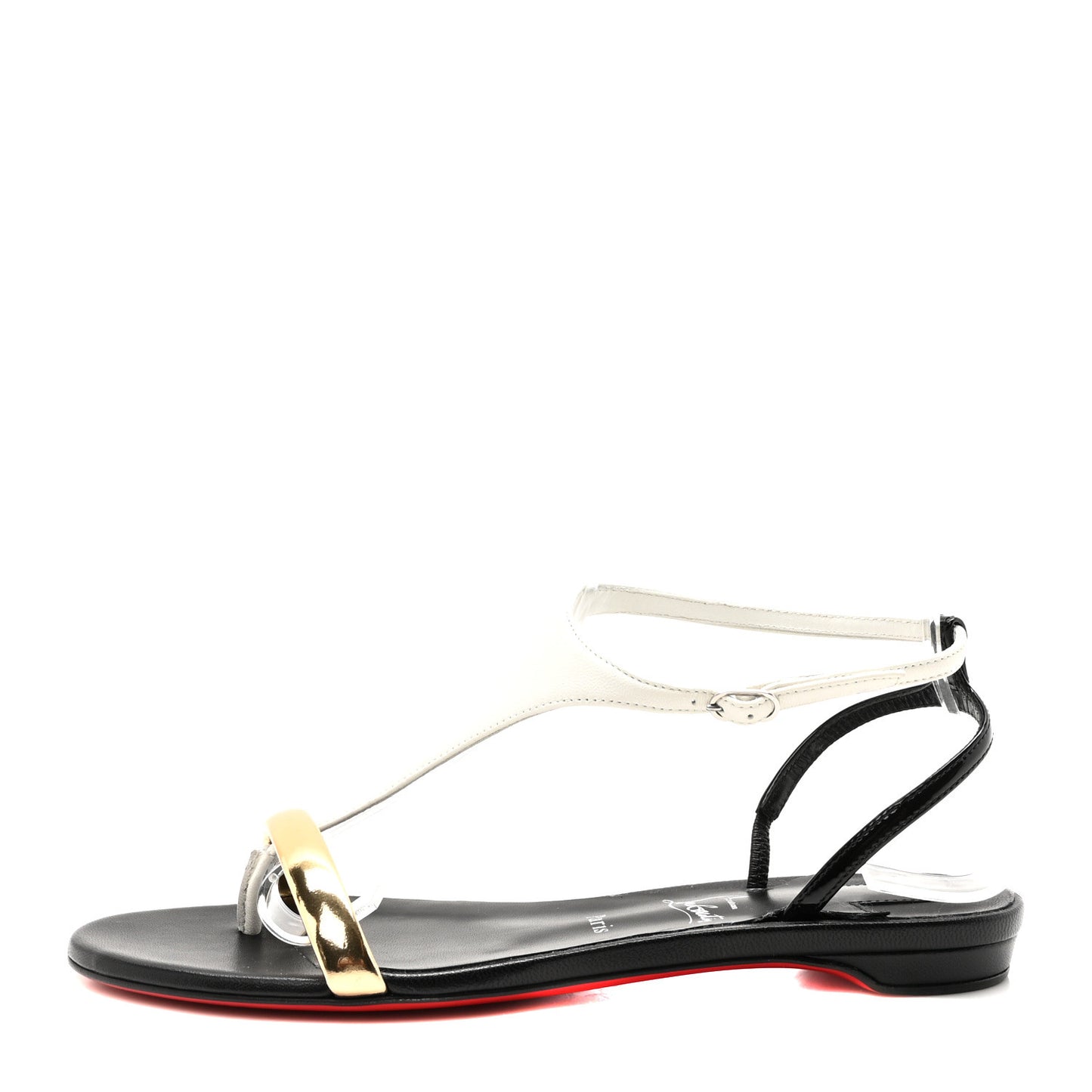Nappa Patent Athinita Flat Sandals 35 White Gold Black