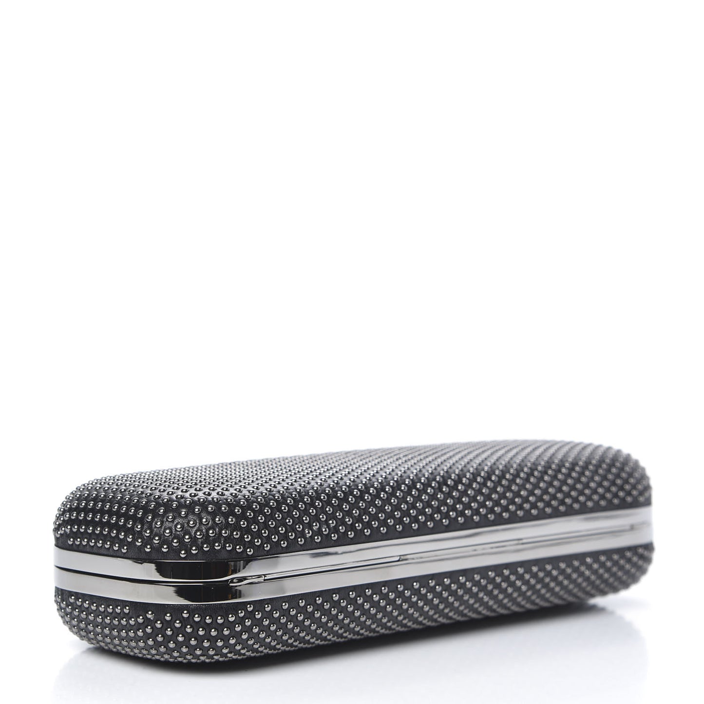 Nappa Studded Skull Knuckle Box Clutch Black