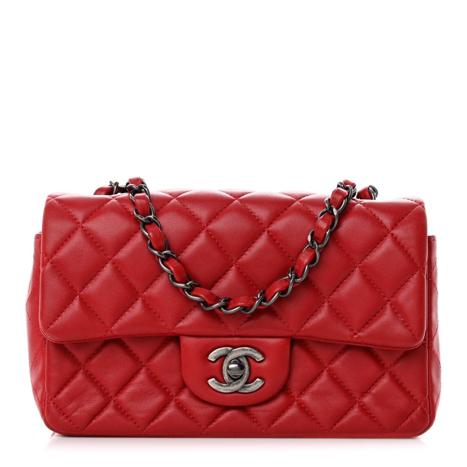 Chanel Lambskin Quilted Mini Rectangular Flap Red 1 of 11