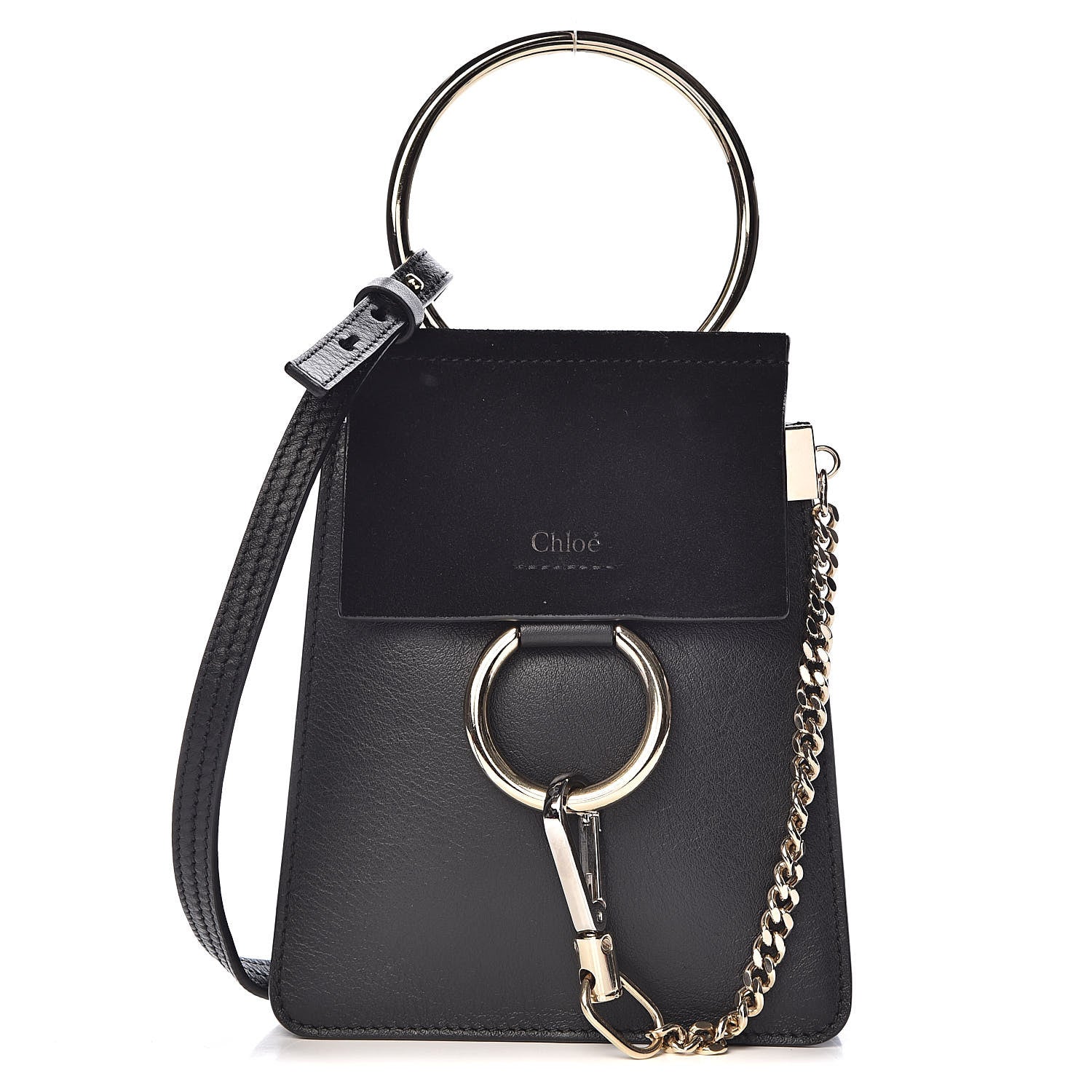 Chloe Suede Calfskin Mini Faye Bracelet Bag Black 1 of 10