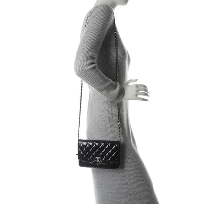 Chanel Patent Quilted Brilliant Wallet On Chain WOC Black 2 of 8