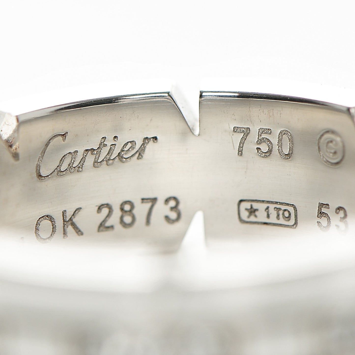 18K White Gold Diamond Tank Francaise Ring 53 6.25