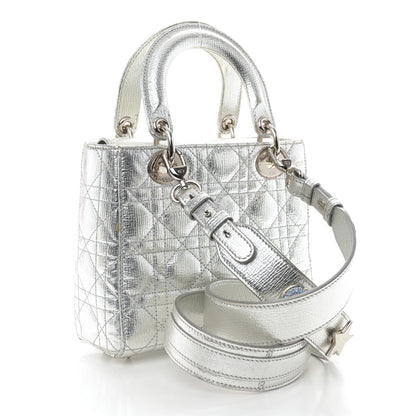 Christian Dior Metallic Lambskin Cannage Small Lucky Badges Lady Dior Silver 3 of 14