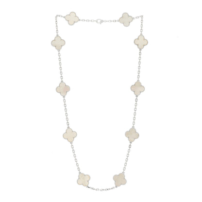 Van Cleef & Arpels 18K White Gold Mother of Pearl 10 Motifs Vintage Alhambra Necklace 3 of 6