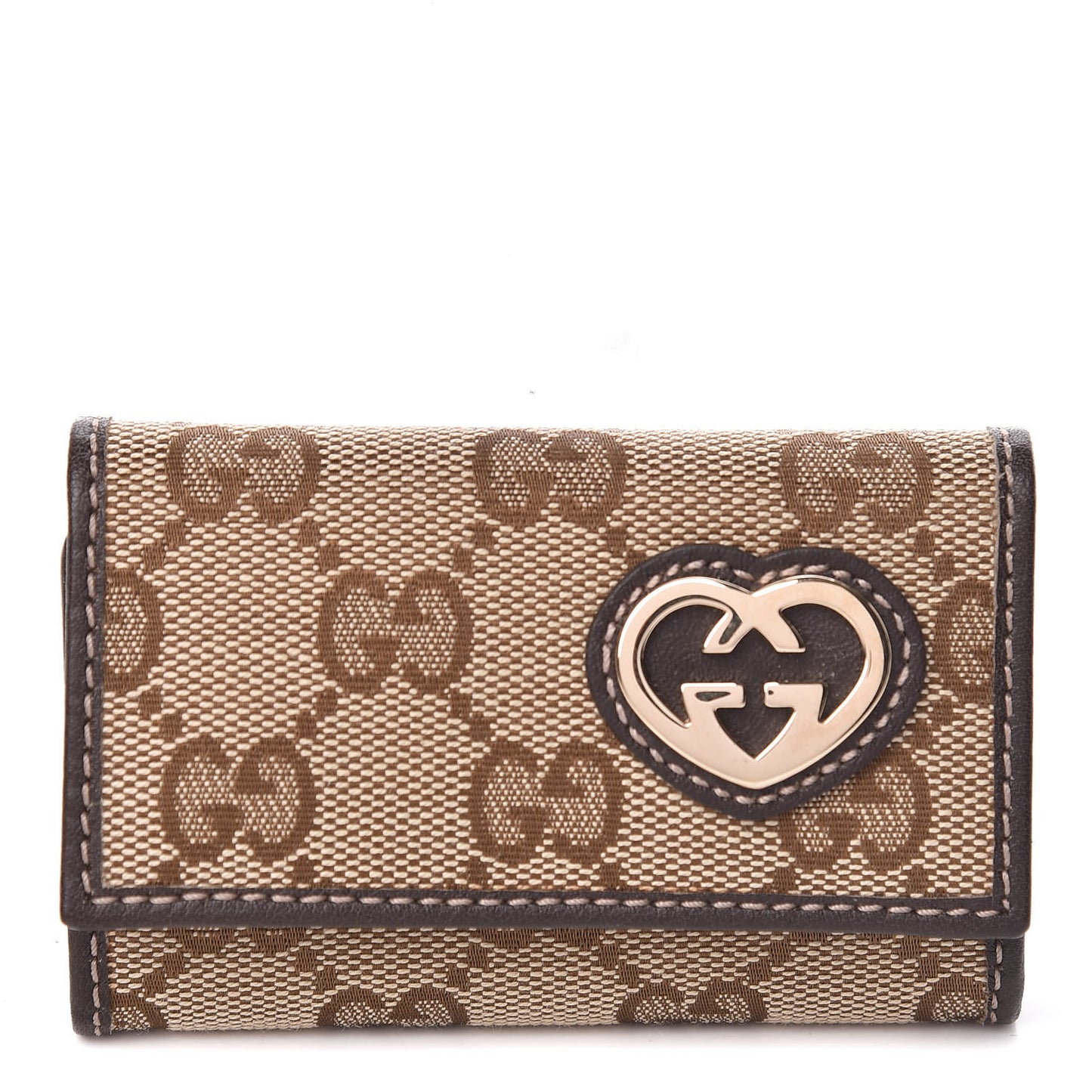Monogram Lovely Heart 6 Key Holder Case Brown
