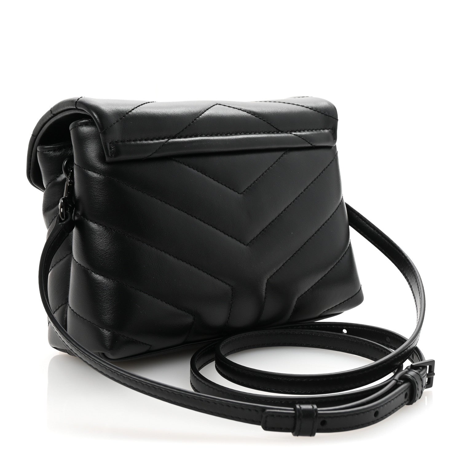 Saint Laurent Calfskin Y Quilted Monogram Monochrome Toy Loulou Crossbody Bag Black 3 of 10