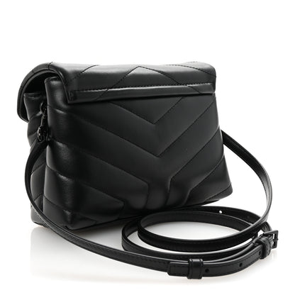 Saint Laurent Calfskin Y Quilted Monogram Monochrome Toy Loulou Crossbody Bag Black 3 of 10