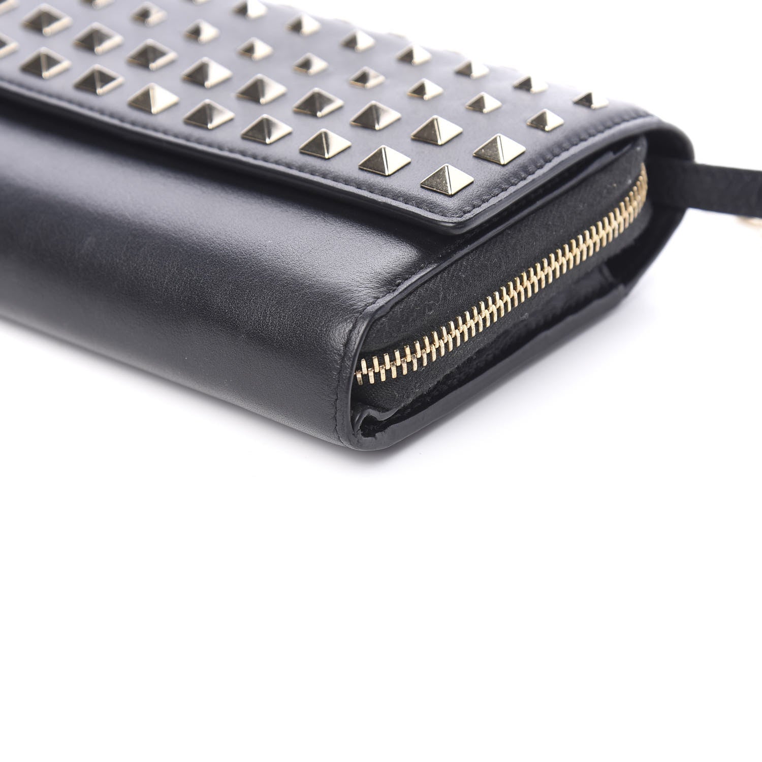Valentino Garavani Vitello Rockstud Carry Secrets Continental Wallet On Chain Black 8 of 9