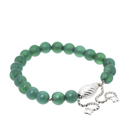 David Yurman Sterling Silver Green Onyx 8mm Spiritual Beads Bracelet 3 of 4