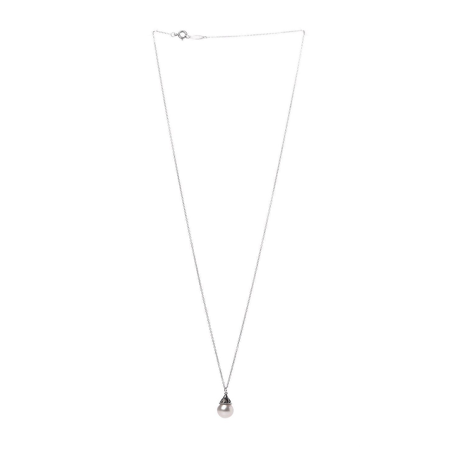 Sterling Silver Pearl Ziegfeld Drop Pendant Necklace