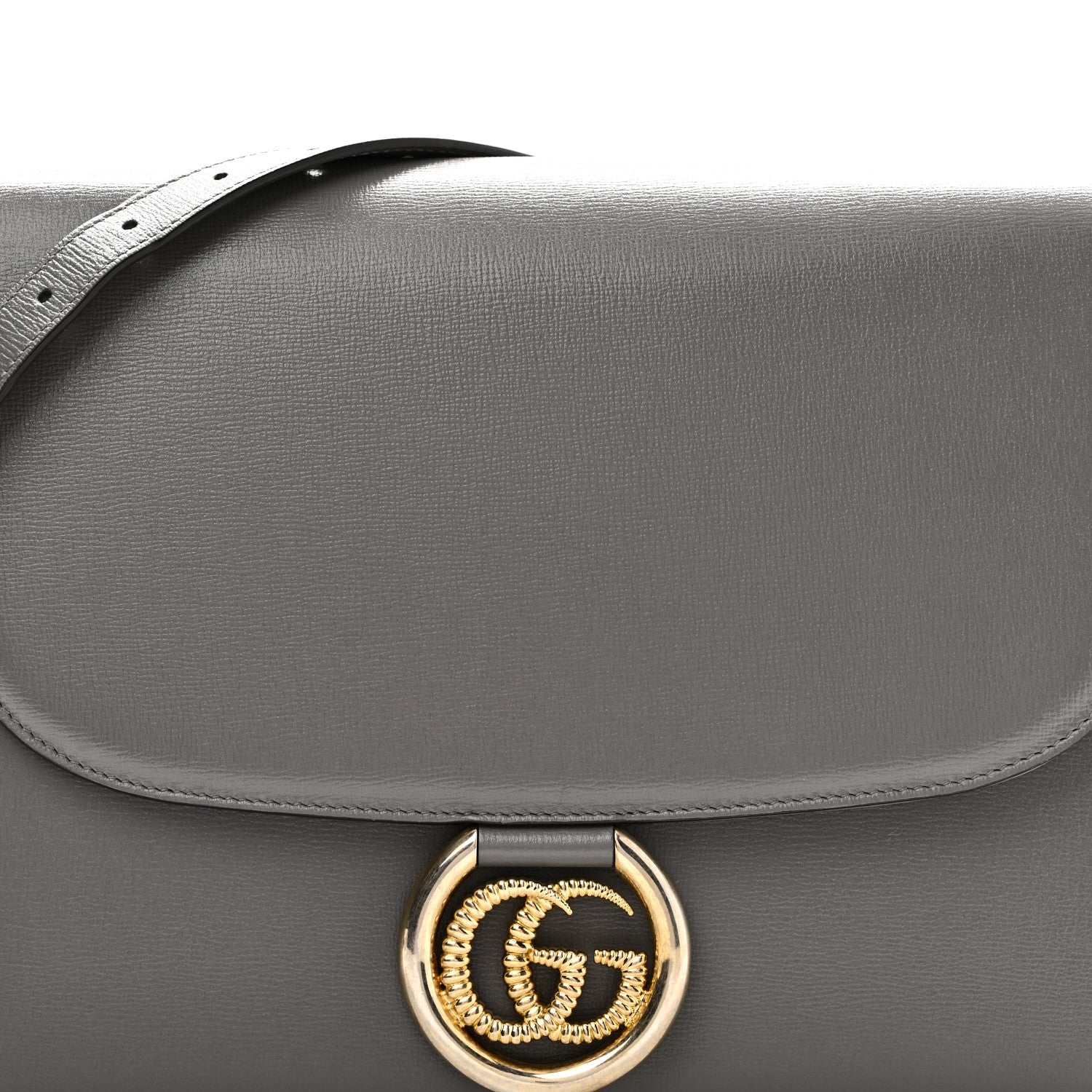 Gucci Textured Calfskin Medium Torchon GG Ring Shoulder Bag Grey 8 of 10