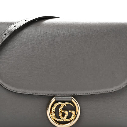 Gucci Textured Calfskin Medium Torchon GG Ring Shoulder Bag Grey 8 of 10