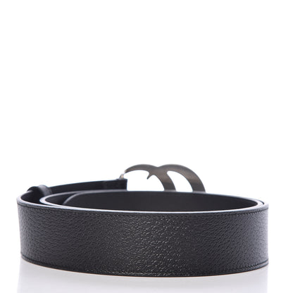 Gucci Textured Dollar Calfskin Nickel Double G 40mm Belt 90 36 Black 3 of 7