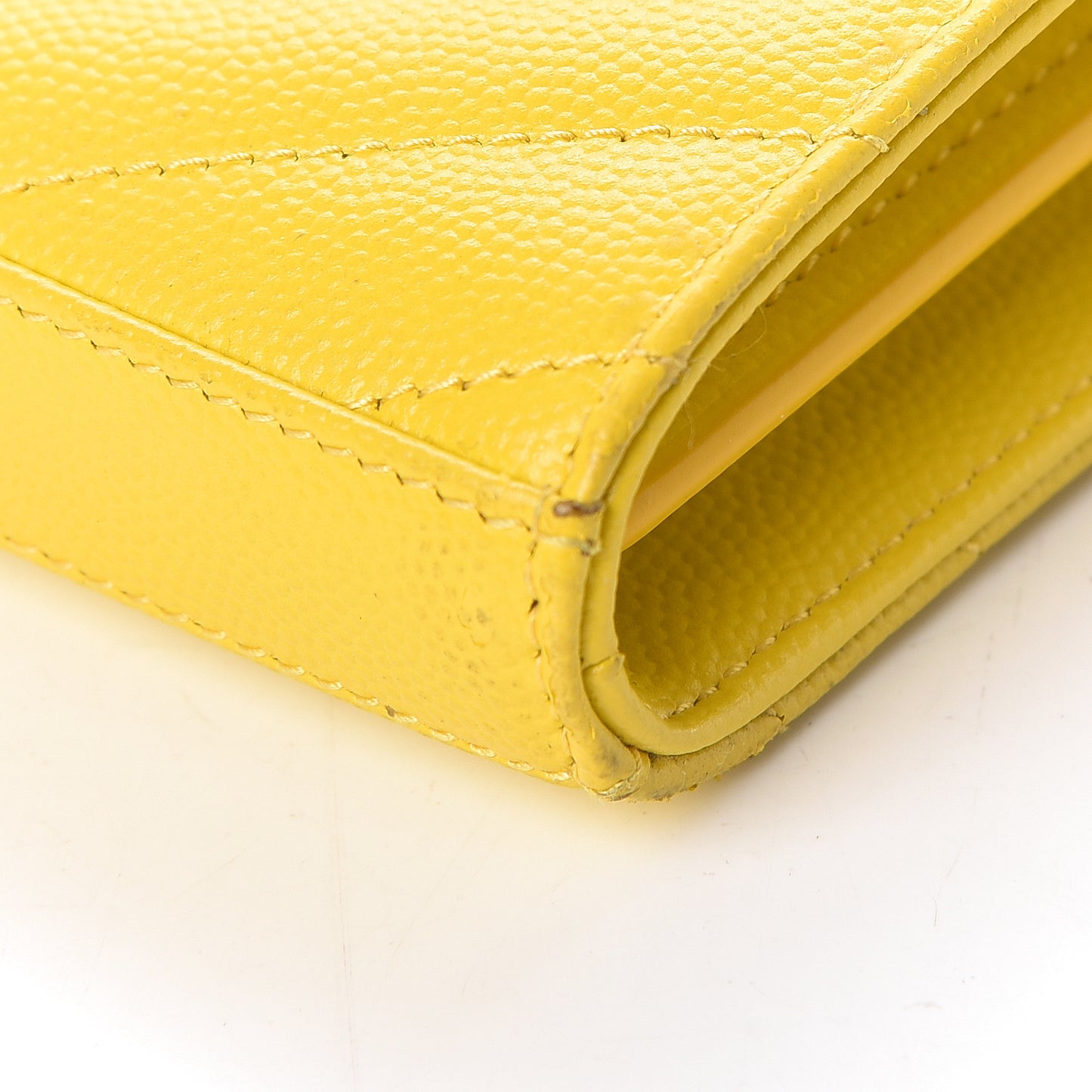 Grain De Poudre Matelasse Chevron Monogram Chain Wallet Yellow
