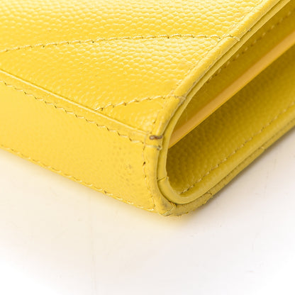 Saint Laurent Grain De Poudre Matelasse Chevron Monogram Chain Wallet Yellow 9 of 11