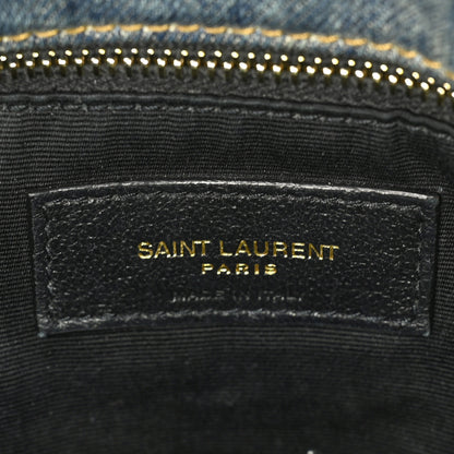 Saint Laurent Denim Quilted Small Loulou Puffer Monogram Chain Satchel Blue Cinnamon 6 of 11