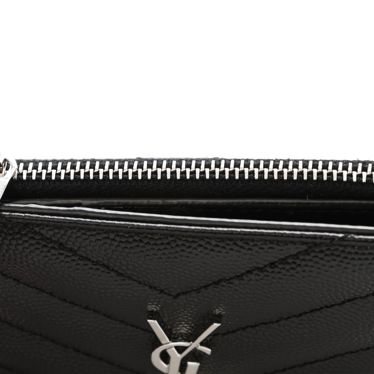 Grain De Poudre Matelasse Chevron Monogram Zipped Two-Part Wallet Black