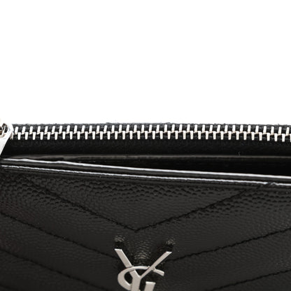 Saint Laurent Grain De Poudre Matelasse Chevron Monogram Zipped Two-Part Wallet Black 14 of 16