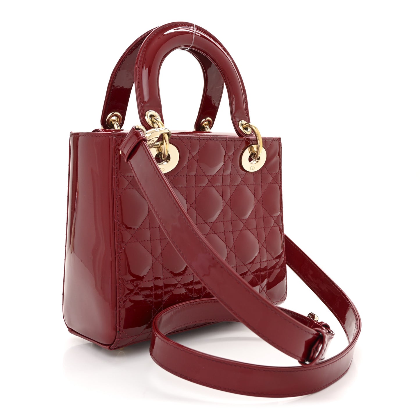 Patent Cannage Small Lady Dior Cherry Red