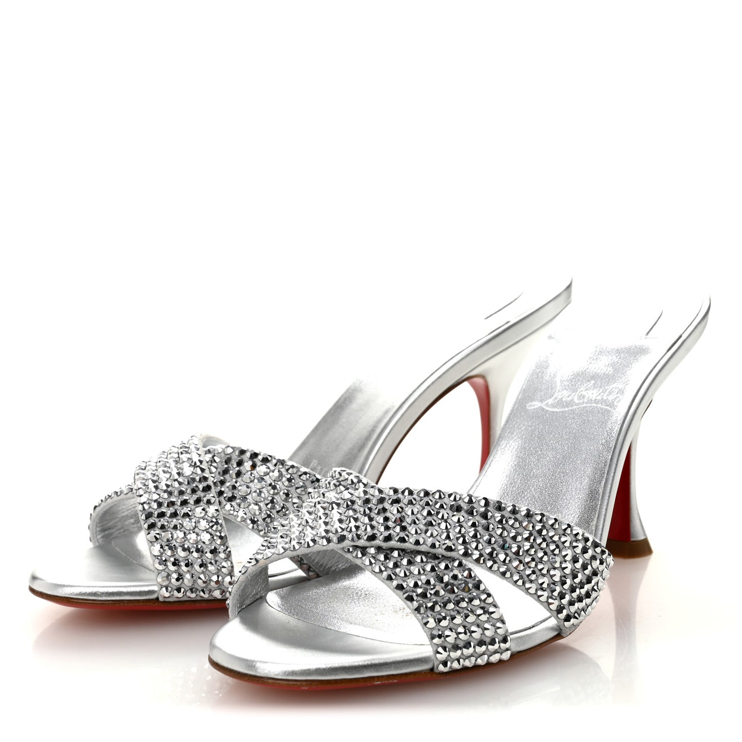 Suede Metallic Kid Lambskin Strass Mariza Is Back 85 Sandals 37.5 Silver