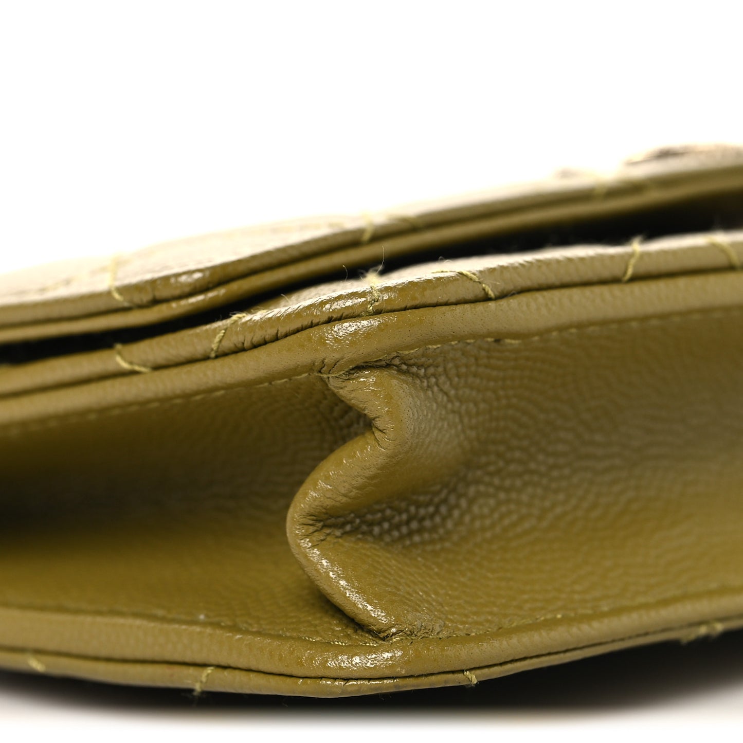 Caviar Quilted Crystal CC Wallet On Chain WOC Green