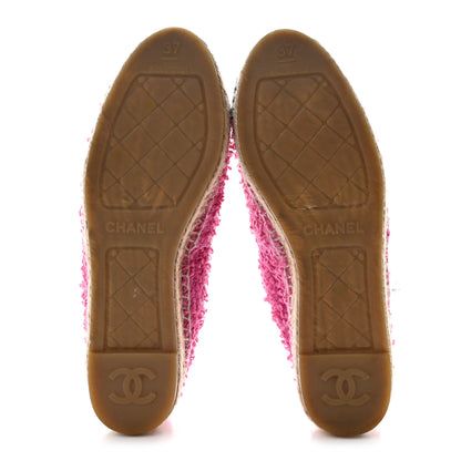 Chanel Tweed CC Espadrilles 37 Dark Pink Navy 5 of 12