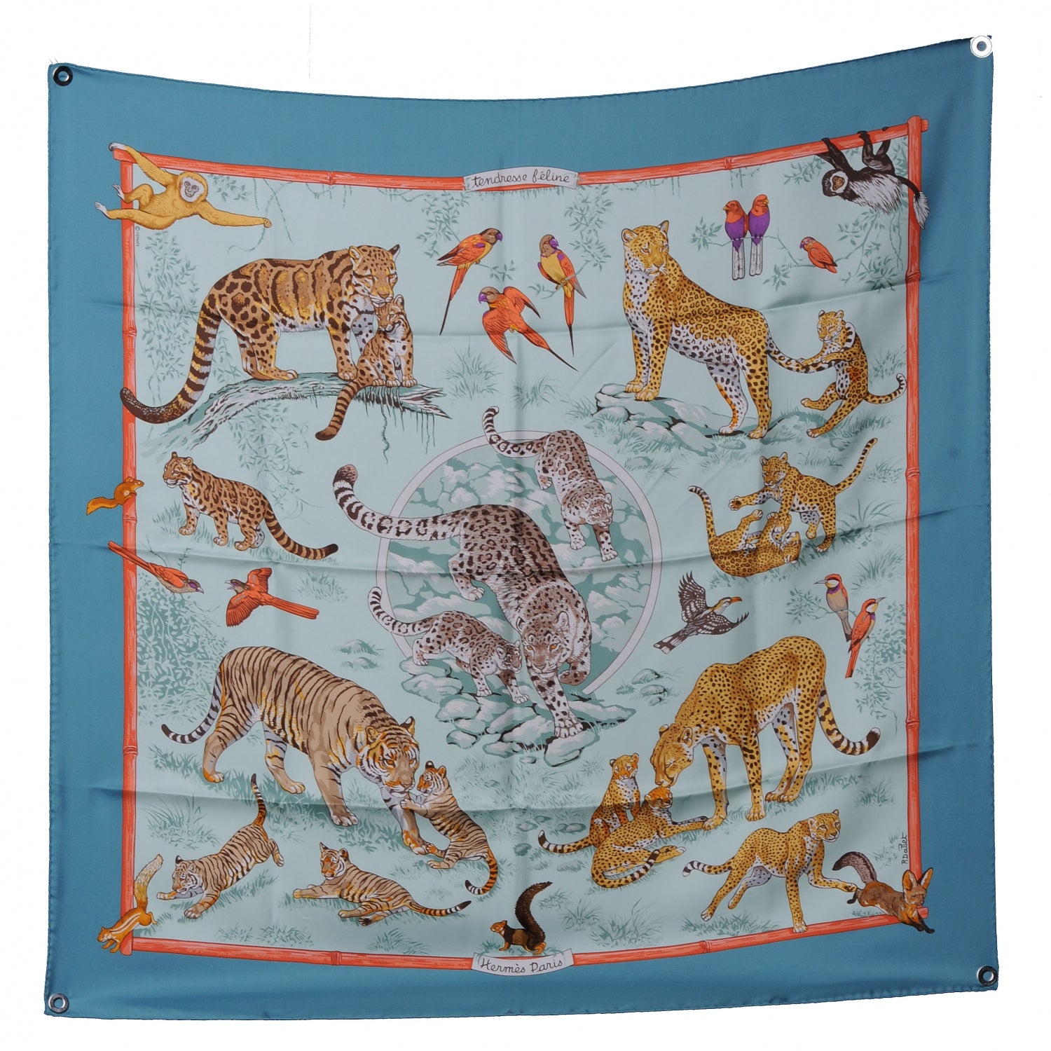 Hermes Silk Tendresse Feline Scarf 90 2 of 10