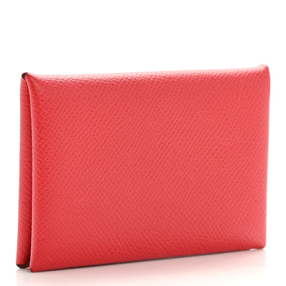 Hermes Epsom Calvi Card Case Rouge Casaque 3 of 8