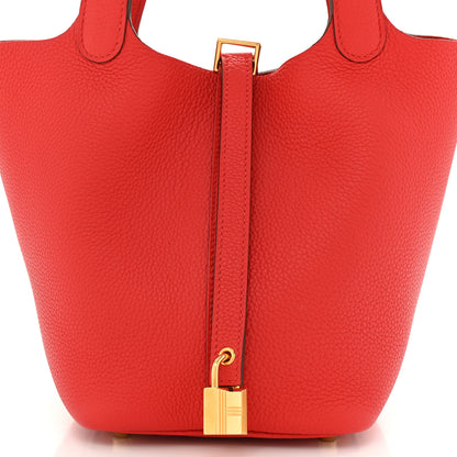 Hermes Taurillon Clemence Picotin Lock 18 PM Rouge de Coeur 8 of 11